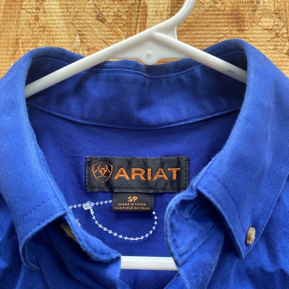 Ariat Men's Blue Cotton Collared Long Sleeve Casual Button-Up Shirt Small EUC - Picture 4 of 5